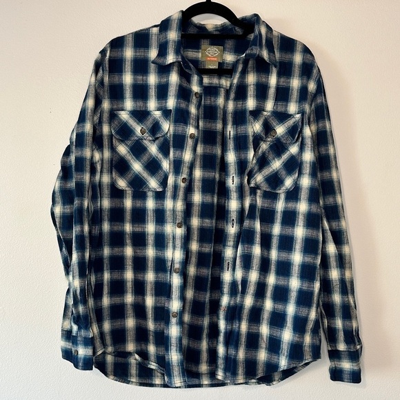ST.JOHNS Bay Outdoor Men’s Size Large Blue Thick Flannel 100% Cotton Button Down - Picture 1 of 5